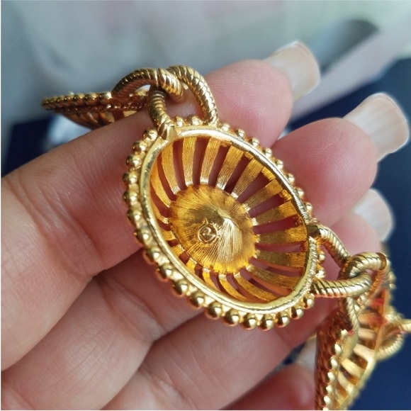 AUTHENTIC Swarovski 24k Gold Plated Chunky Statement Necklace Vintage RARE - Picture 10 of 15